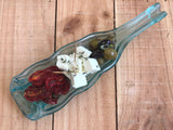 Wine bottle platter | Three-sectioned dish (clear/blue tint)