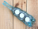 Wine bottle platter | Three-sectioned dish (clear/blue tint)