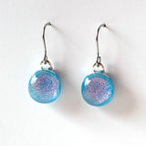 Dichro | Light Blue + pink drop earrings