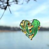 Golden Wattle Love Heart Suncatcher