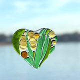 Golden Wattle Love Heart Suncatcher