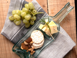 Wine bottle platter | Dip dish (clear/blue tint)