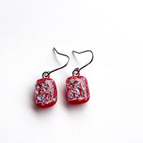 Dichro | Red + Silver drop earrings
