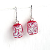 Dichro | Red + Silver drop earrings