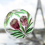 Australian flora depicted in fused glass, large round suncatcher