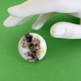 Round white statement ring with purple pastel colours, handmade