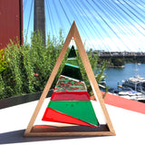 Christmas Ornament | Table-top Deluxe Christmas Tree in wooden triangular frame - Red + Green