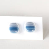 Stripes | White with blues - Stud earrings