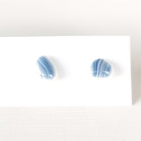 Stripes | White with blues - Stud earrings