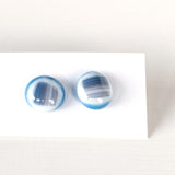 Stripes | White with blues - Stud earrings