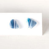 Stripes | White with blues - Stud earrings