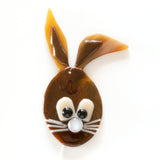 Fused glass Easter ornament, egg-shaped decoration depicting a bunny head