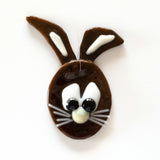 Fused glass Easter ornament, egg-shaped decoration depicting a bunny head