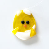Fused glass Easter ornament, egg-shaped hatching chick