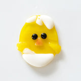 Fused glass Easter ornament, egg-shaped hatching chick