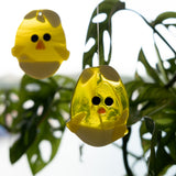 Fused glass Easter decoration, egg-shaped hatching chick