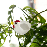 Fused glass Easter ornament, egg-shaped decoration depicting a hen