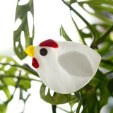 Fused glass Easter ornament, egg-shaped decoration depicting a hen