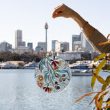 Australian flora depicted in fused glass, large round suncatcher