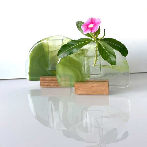 Bud vase | Green + Clear - Small