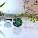 Dichro | Dark green stud earrings