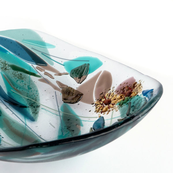 gum nuts and blossoms in fused glass