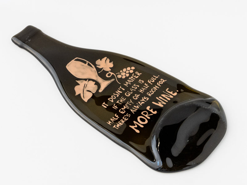 Hand-painted Wine bottle platter | "It does't matter if the glass is half empty or half full..."
