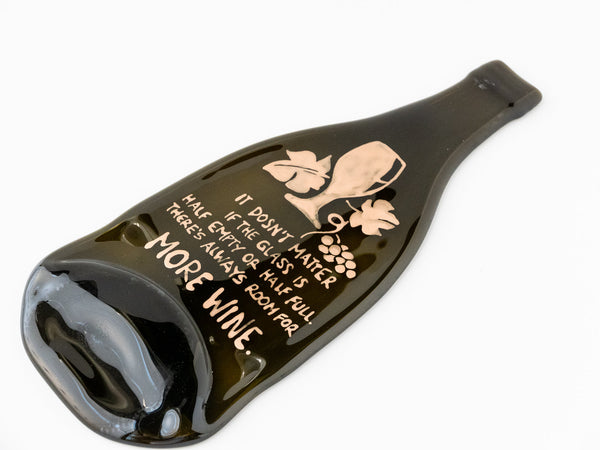 Hand-painted Wine bottle platter | "It does't matter if the glass is half empty or half full..."