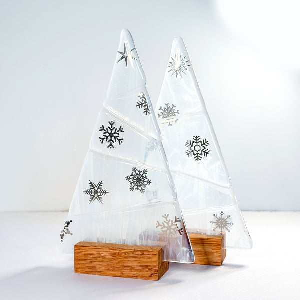 Christmas Ornament | Table-top White Christmas Tree with Snowflakes