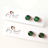 Dichro | Dark green stud earrings