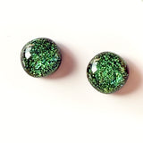 Dichro | Dark green stud earrings
