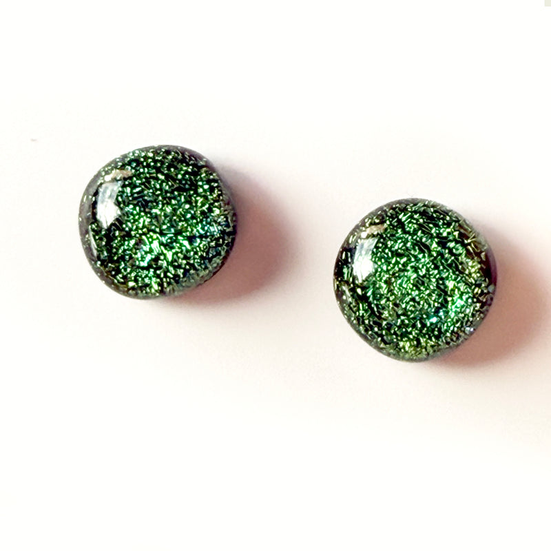 Dichro | Dark green stud earrings