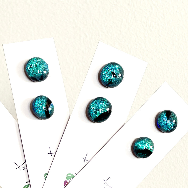 Dichro | Shimmering Teal stud earrings