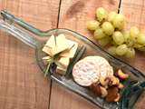 Wine bottle platter | Dip dish (clear/blue tint)