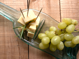 Wine bottle platter | Dip dish (clear/blue tint)