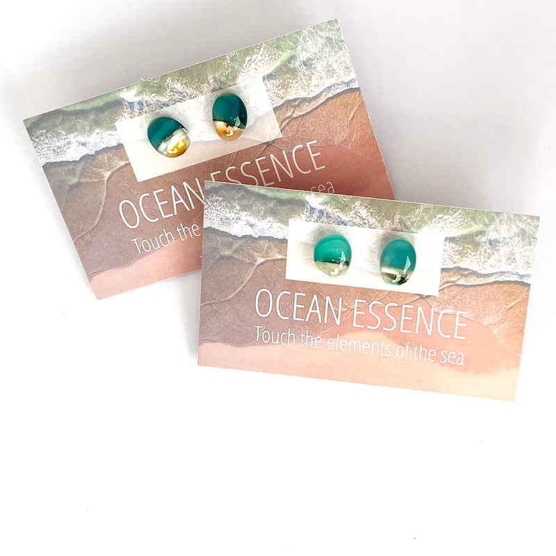 Ocean Essence | Emerald sea stud earrings