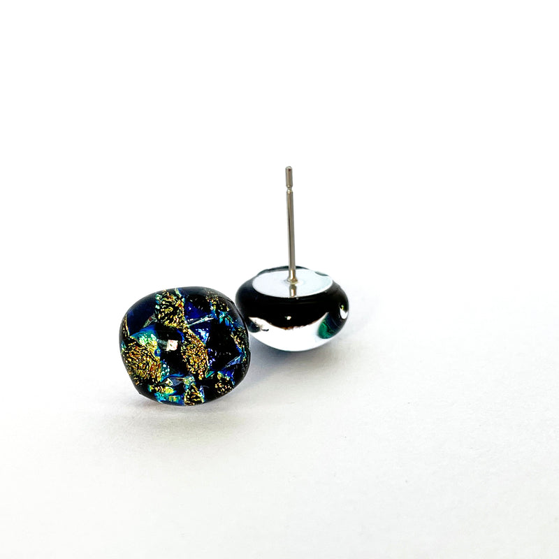 Dichro | Blue + Gold Crinkle Studs