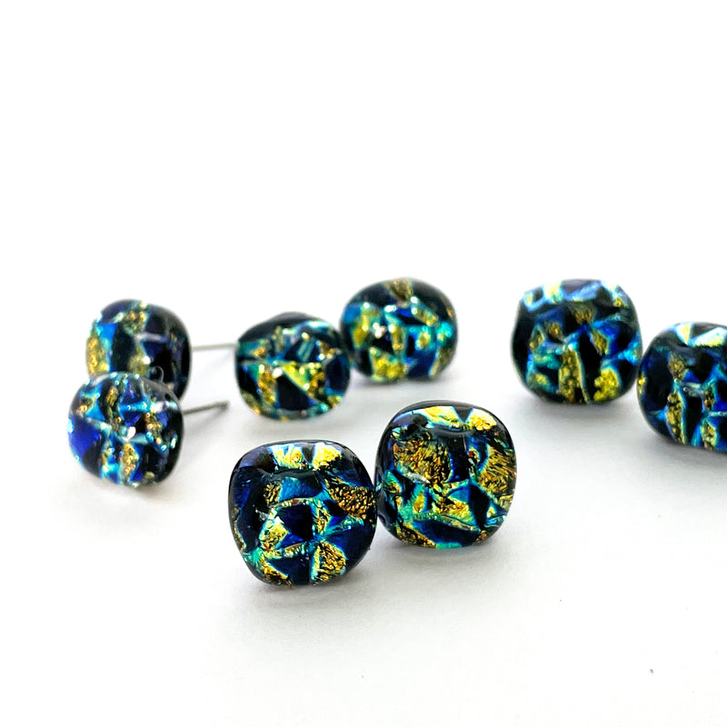 Dichro | Blue + Gold Crinkle Studs