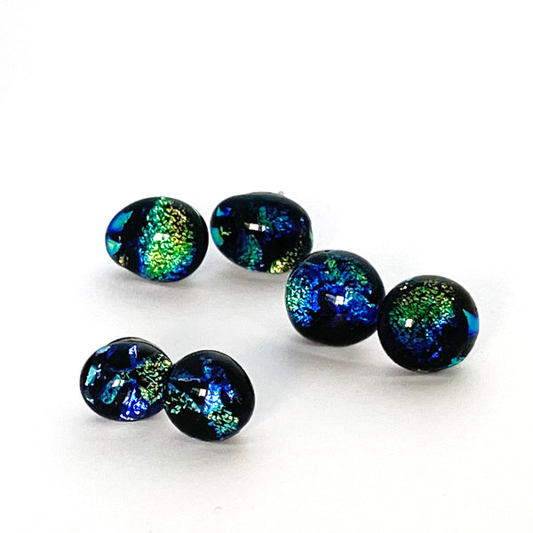 Dichro | Blue + Green Shimmering Studs