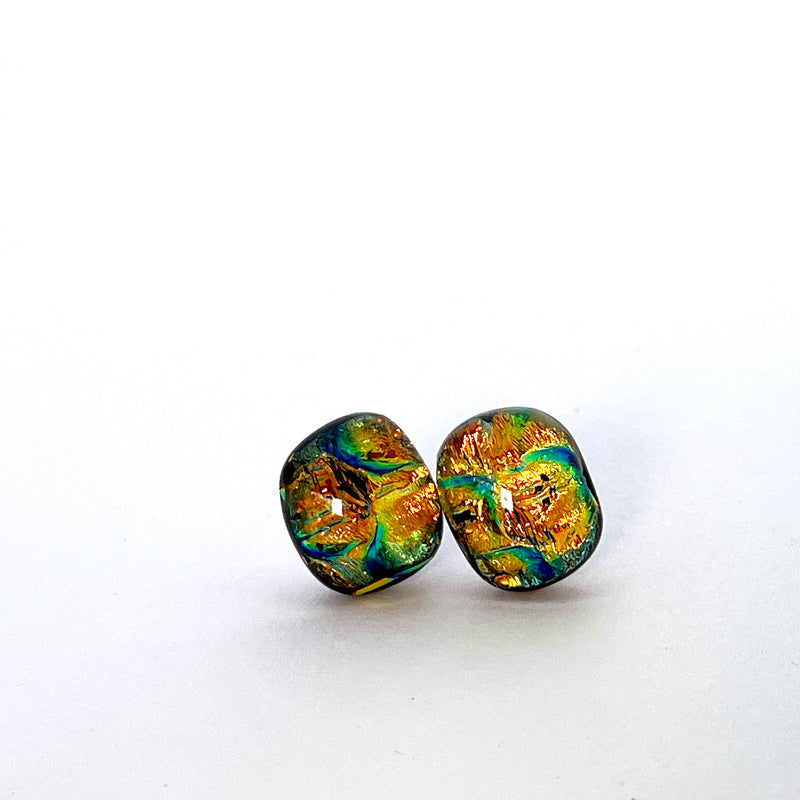 Dichro | Gold Crinkle Studs