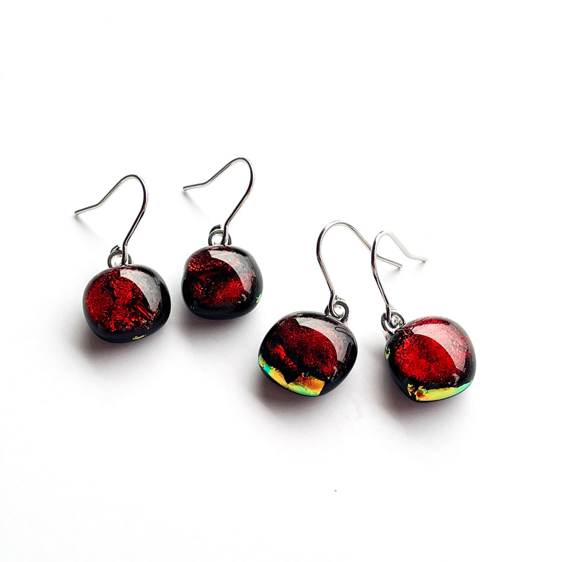 Dichro | Red drop earrings