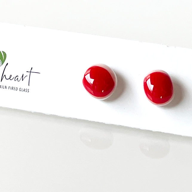 Unicolour | Red on white - Stud earrings