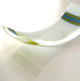 Bowl | White with Blue + Lime Green stripes