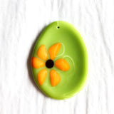 Happy Easter | Flower ornament on green