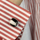 Fused glass cuff links, black and white
