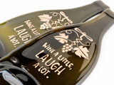 Hand-painted Wine bottle platter | "Wine a little, laugh a lot"