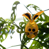 Fused glass Easter ornament, egg-shaped decoration depicting a bunny head