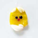 Fused glass Easter ornament, egg-shaped hatching chick