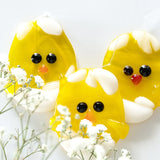 Fused glass Easter ornament, egg-shaped hatching chick
