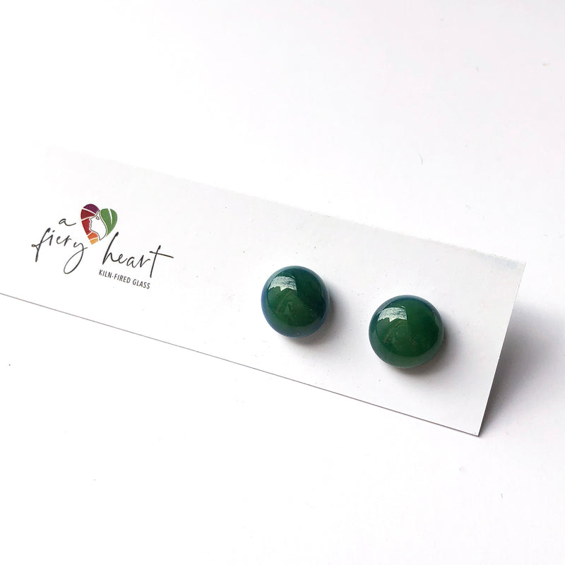 Unicolour | Forest green - Stud earrings